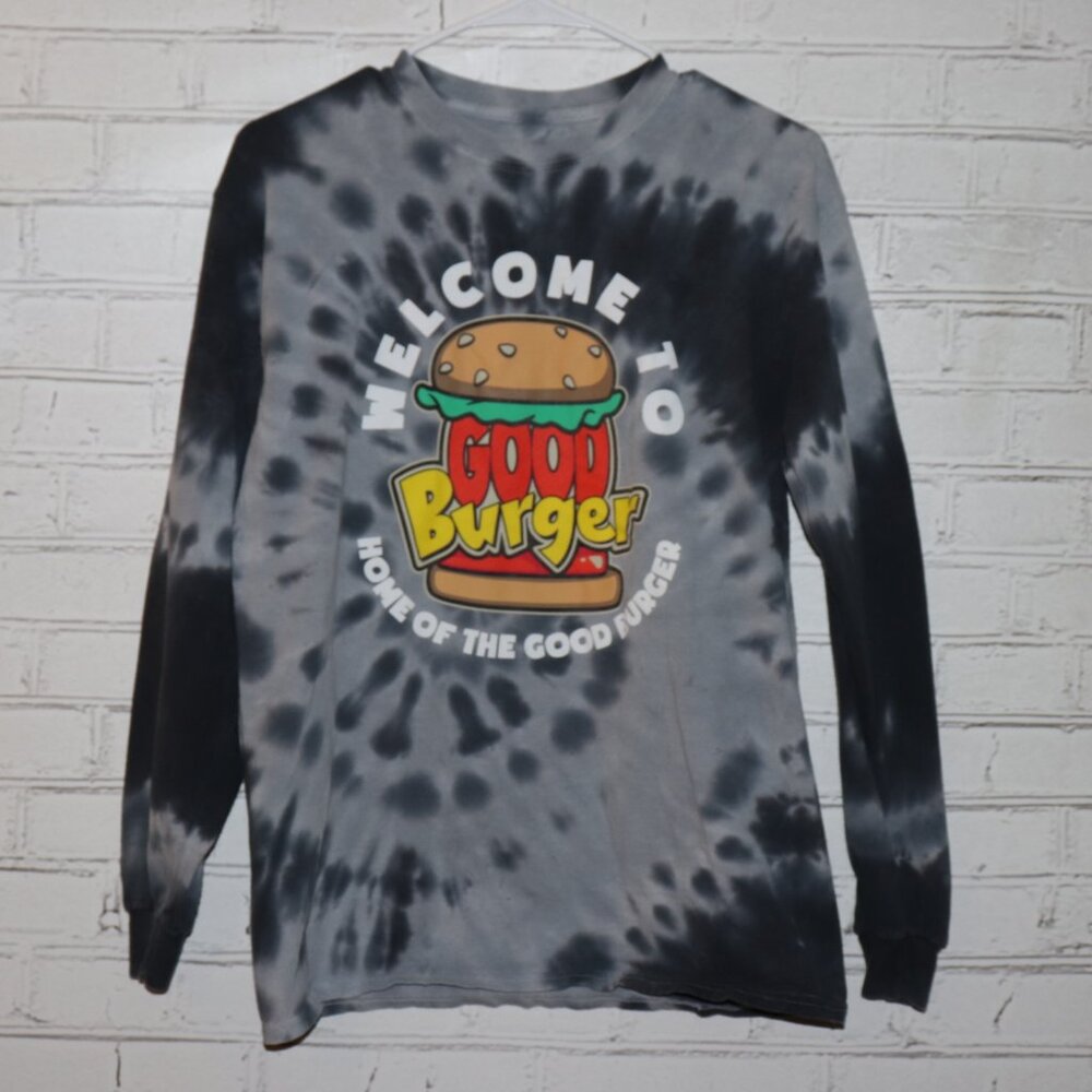 🖤 Nickelodeon “Good Burger” Tie‑Dye Long‑Sleeve Graphic Tee · Medium